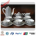 Sistema de té de cerámica de la alta calidad de la raya negra y blanca 15PC